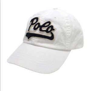 White Polo hat .Script polo lettering!!